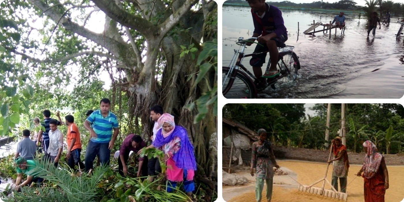 JUS staff and community members taking part in environmental action and documenting climate-related livelihood conditions